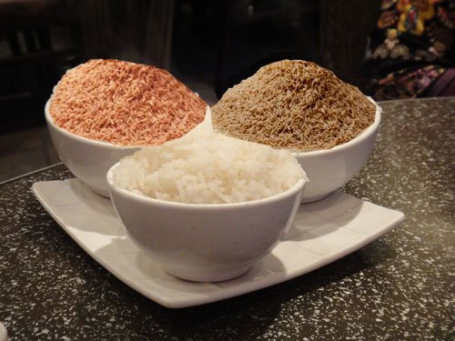 white brown red rice